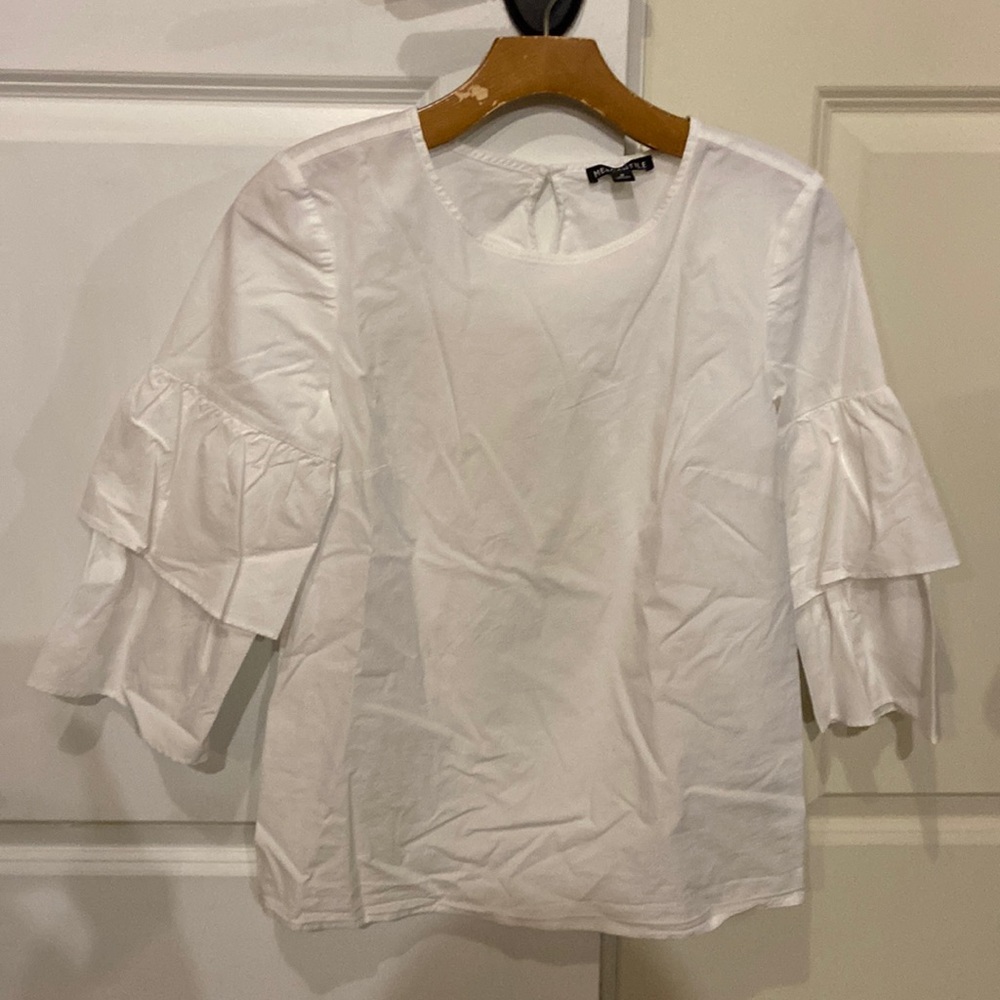 J Crew Mercantile tiered bell sleeve cotton poplin blouse